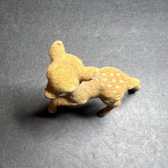 Vintage Brown Flocked Felt Walking Spotted Fawn Deer Figurine 3.25 x 2.75" - Picture 7 of 8